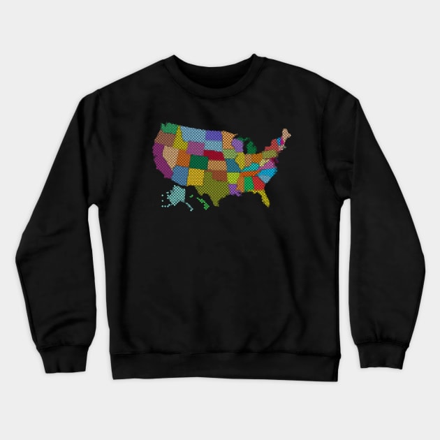 United States Map Mosaic Crewneck Sweatshirt by Historia